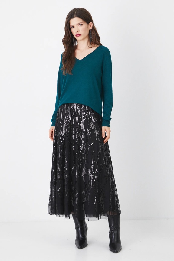 Sweter damski z wiskozą kolor zielony RS25-SWD010 turkusowy RS25