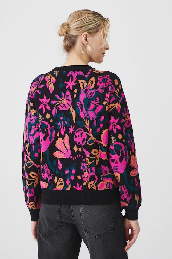 Odzież Sweter damski w kwiaty kolor czarny RS25.SWD021 czarny