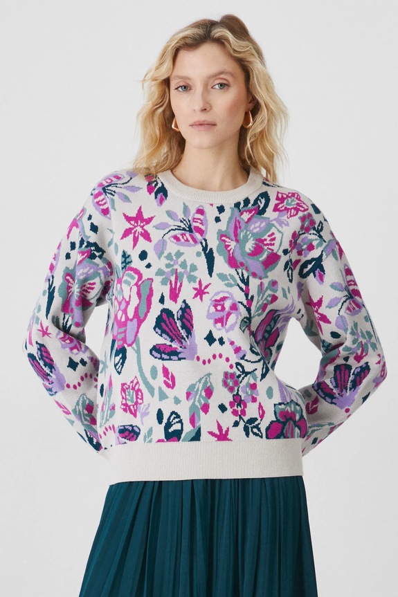 Sweter damski w kwiaty kolor multicolor pozostałe multicolor RS25.SWD021