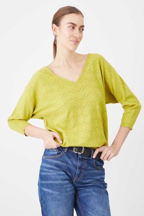 Sweter damski ażurowy z wiskozą kolor zielony pozostałe zielony RS25-SWD040