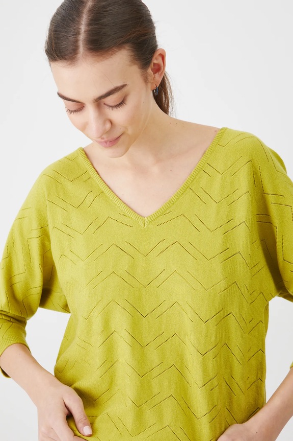 Sweter damski ażurowy z wiskozą kolor zielony zielony RS25-SWD040