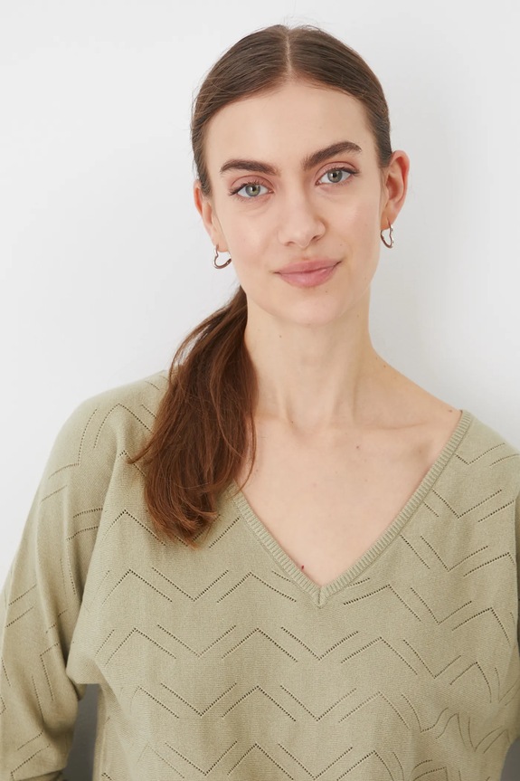 Sweter damski ażurowy z wiskozą kolor zielony zielony RS25-SWD040