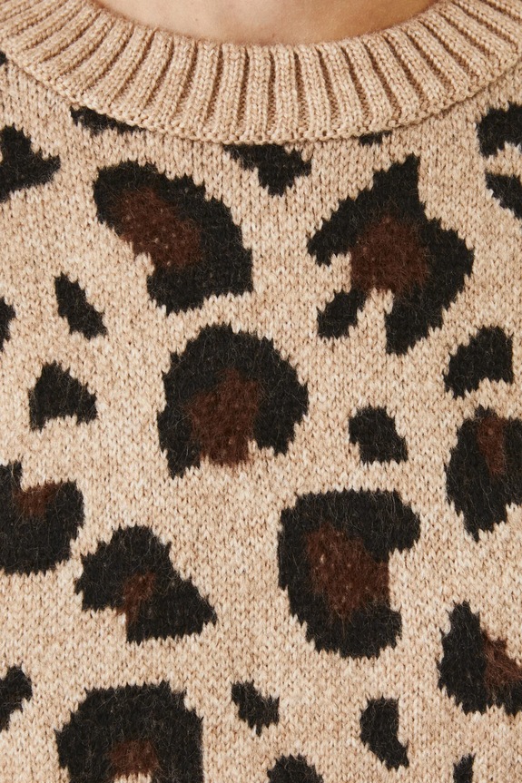 Sweter damski w panterkę kolor beżowy RS25-SWD174 beżowy