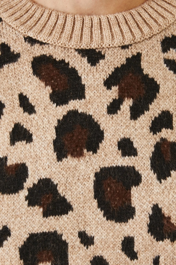 Sweter damski w panterkę kolor beżowy RS25-SWD174 beżowy