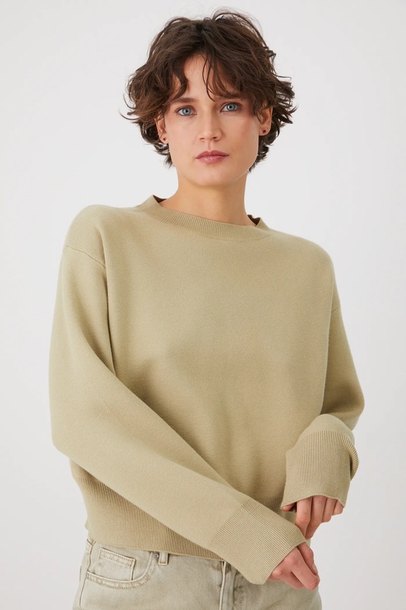 Sweter damski gładki z wiskozą kolor zielony zielony RS25-SWD305