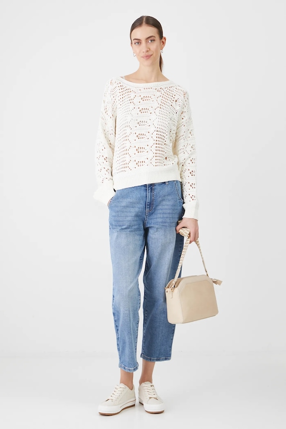 Sweter damski ażurowy kolor beżowy RS25.SWD402 beżowy RS25