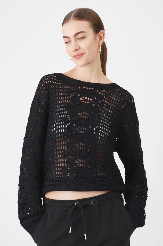 Sweter damski ażurowy kolor czarny pozostałe czarny RS25.SWD402