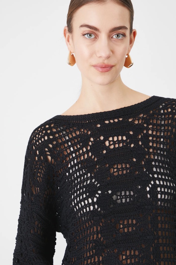 Sweter damski ażurowy kolor czarny czarny RS25.SWD402