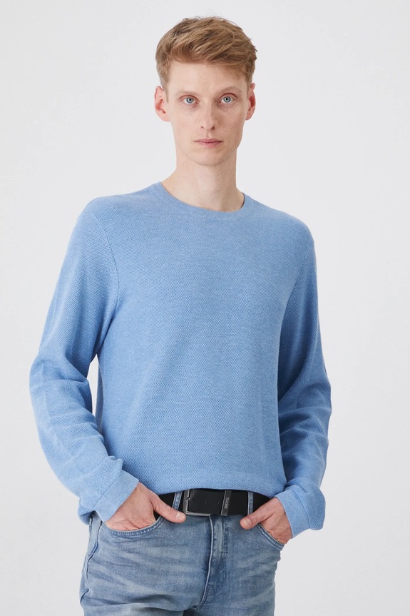 Sweter męski z fakturą kolor niebieski melanż niebieski RS25-SWM020