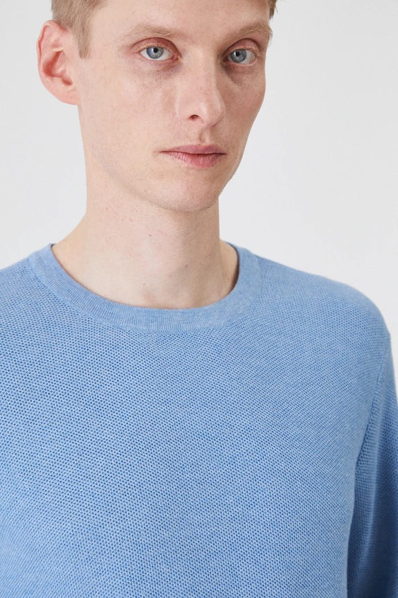 Sweter męski z fakturą kolor niebieski niebieski RS25-SWM020