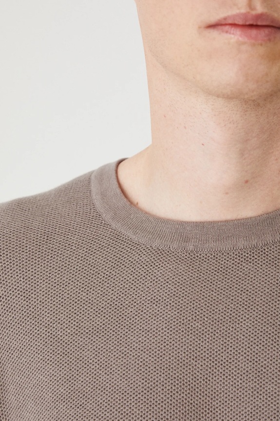 Sweter męski z fakturą kolor brązowy RS25-SWM020 brązowy