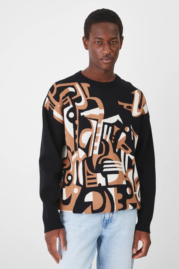 Sweter męski wzorzysty kolor multicolor średniej grubości multicolor RS25-SWM102