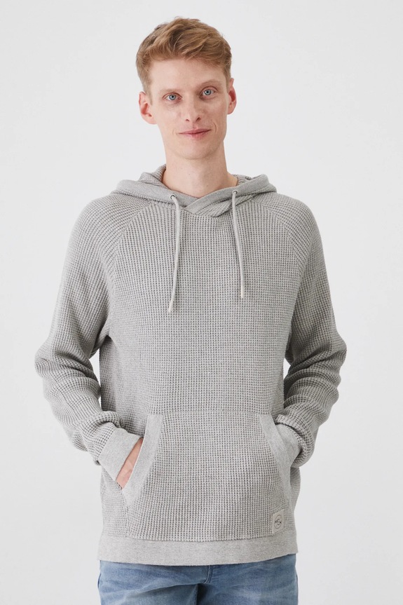 Sweter męski z kapturem melanżowy kolor beżowy melanż beżowy RS25.SWM203