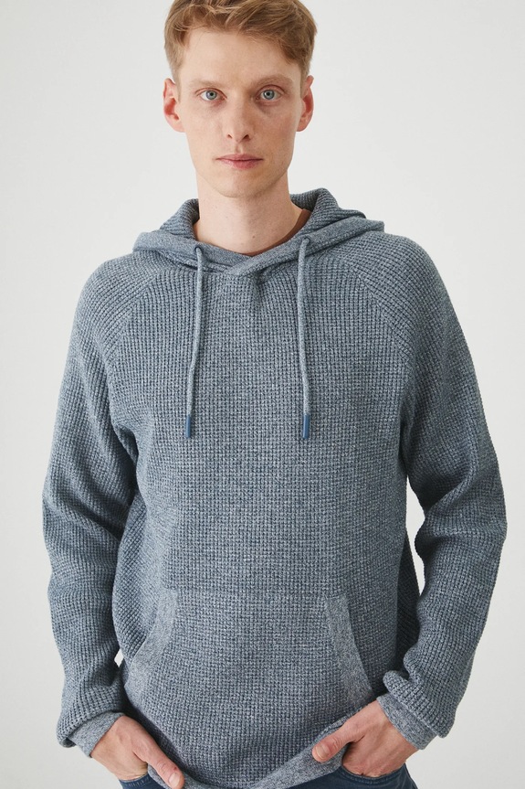 Sweter męski z kapturem melanżowy kolor niebieski melanż niebieski RS25.SWM203