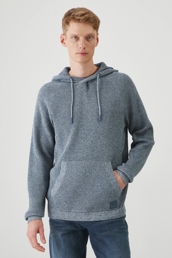 Sweter męski z kapturem melanżowy kolor niebieski RS25.SWM203 niebieski RS25