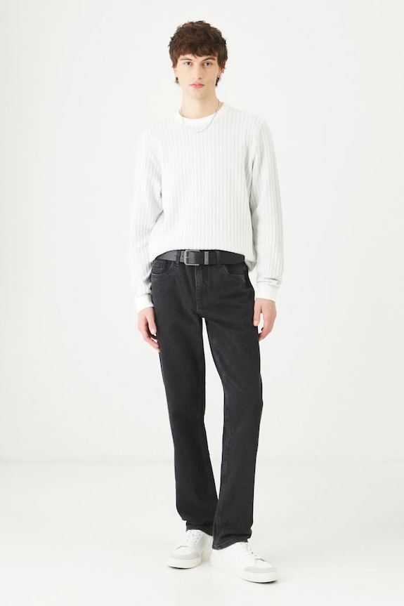 Sweter bawełniany męski z fakturą kolor szary RS25-SWM301 szary RS25