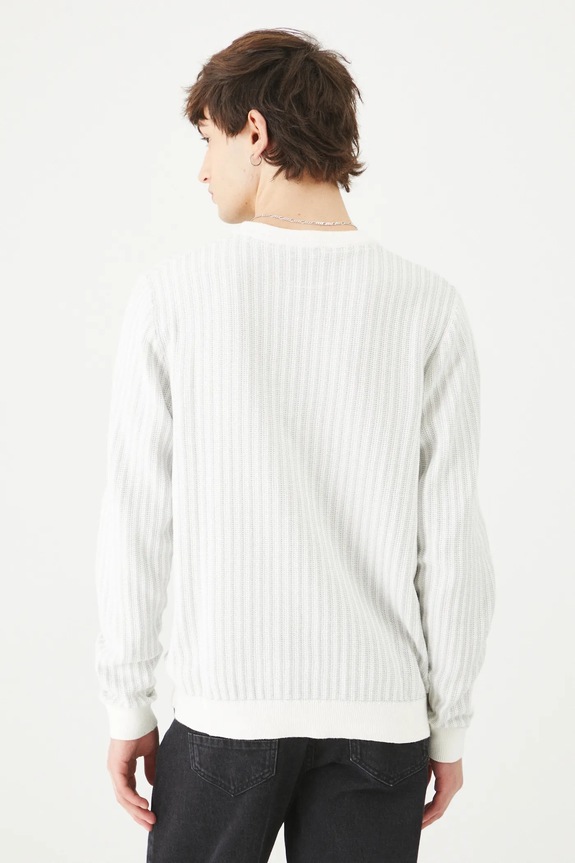 Odzież Sweter bawełniany męski z fakturą kolor szary RS25-SWM301 szary