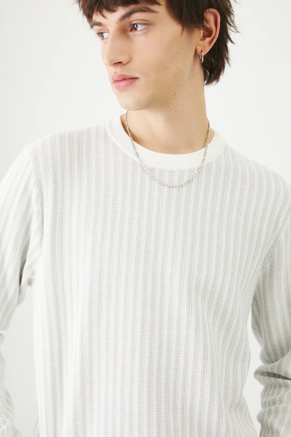 Sweter bawełniany męski z fakturą kolor szary szary RS25-SWM301