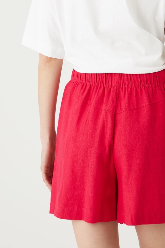 Odzież Szorty z lnem damskie gładkie kolor różowy RS25-SZD0A4 różowy