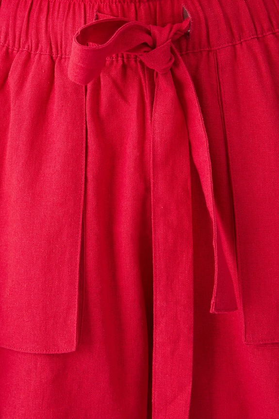 Szorty z lnem damskie gładkie kolor różowy różowy RS25-SZD0A4