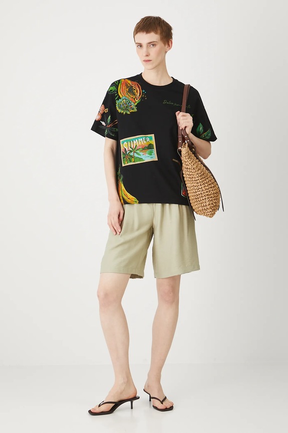 Šortky s opaskom hladké látka zelená RS25-SZDC02