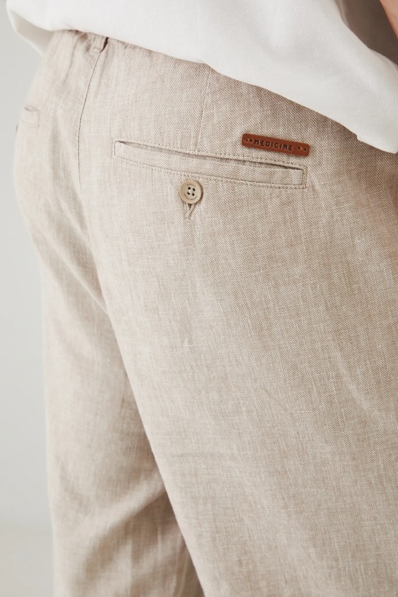 Medicine pantaloni scurti din in bej RS25-SZM071