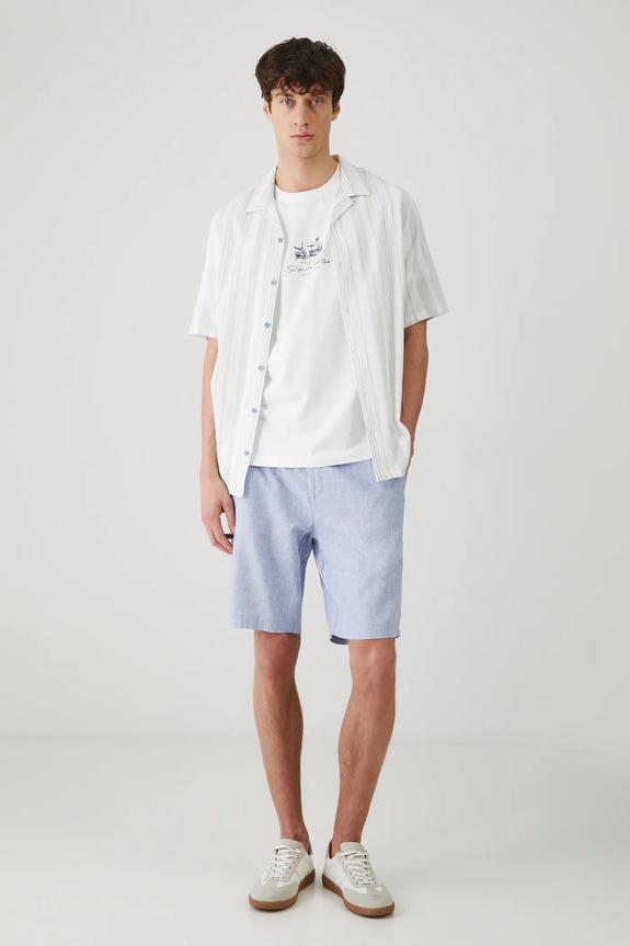 Medicine pantaloni scurti din in RS25-SZM071 albastru RS25