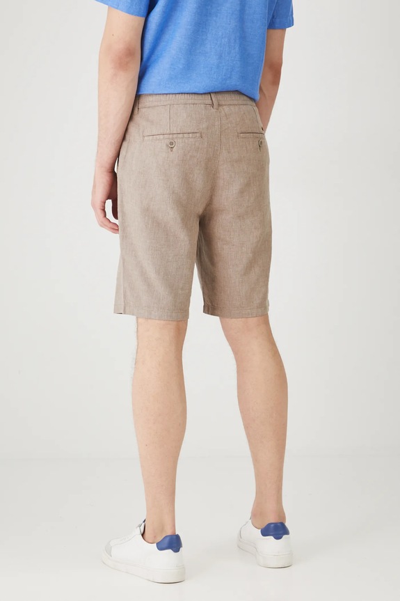 Odzież Szorty z lnem męskie regular melanżowe kolor beżowy RS25-SZM071 beżowy