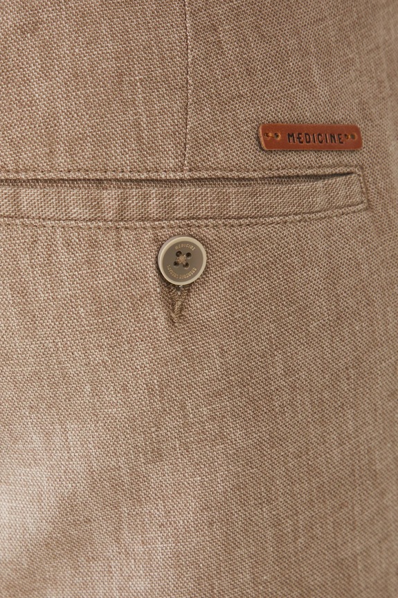 Szorty z lnem męskie regular melanżowe kolor beżowy beżowy RS25-SZM071