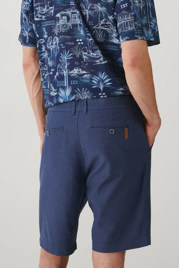 Oblečenie Ľanové šortky pánske tmavomodrá farba RS25-SZM072 tmavomodrá