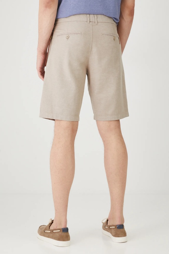 Odzież Szorty z lnem męskie regular melanżowe kolor beżowy RS25-SZM072 beżowy