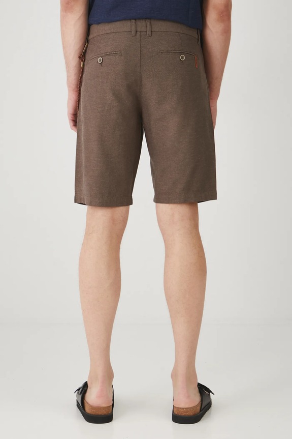 Odzież Szorty z lnem męskie regular melanżowe kolor brązowy RS25-SZM072 brązowy