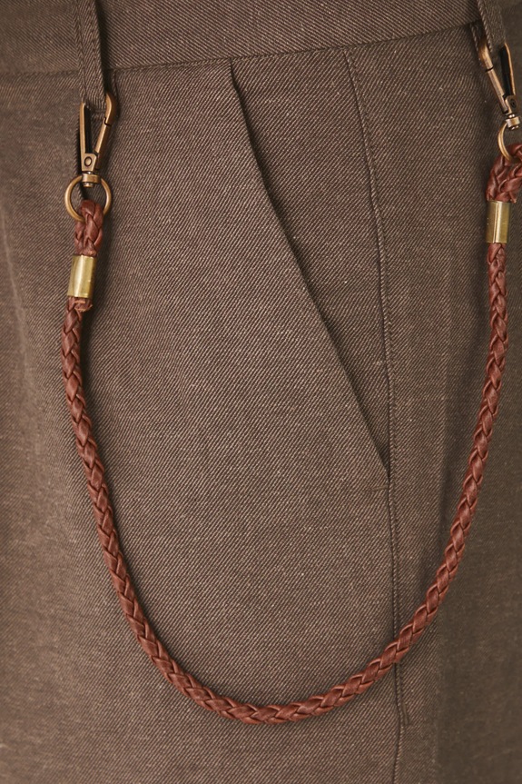 Szorty z lnem męskie regular melanżowe kolor brązowy brązowy RS25-SZM072