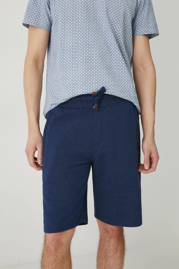 Šortky pánske melanžové tmavomodrá farba pletenina tmavomodrá RS25-SZM080