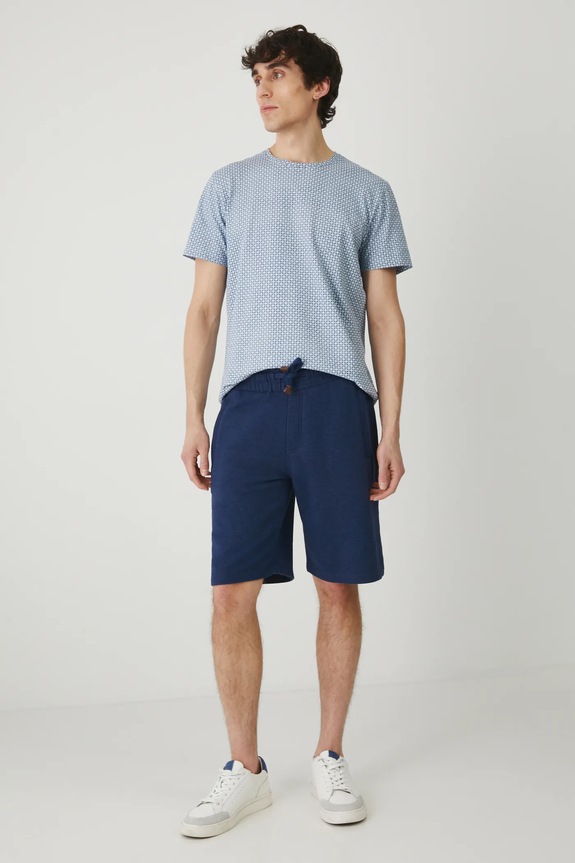 Šortky pánske melanžové tmavomodrá farba RS25-SZM080 tmavomodrá RS25