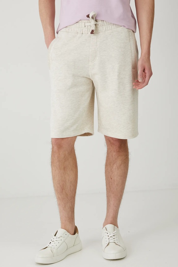 Šortky pánske melanžové béžová farba pletenina béžová RS25-SZM080