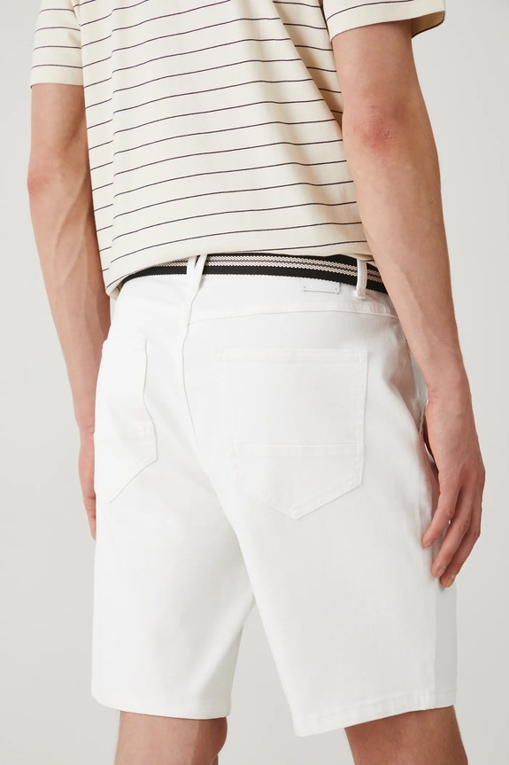 Odzież Szorty męskie regular z paskiem kolor biały RS25-SZM705 biały