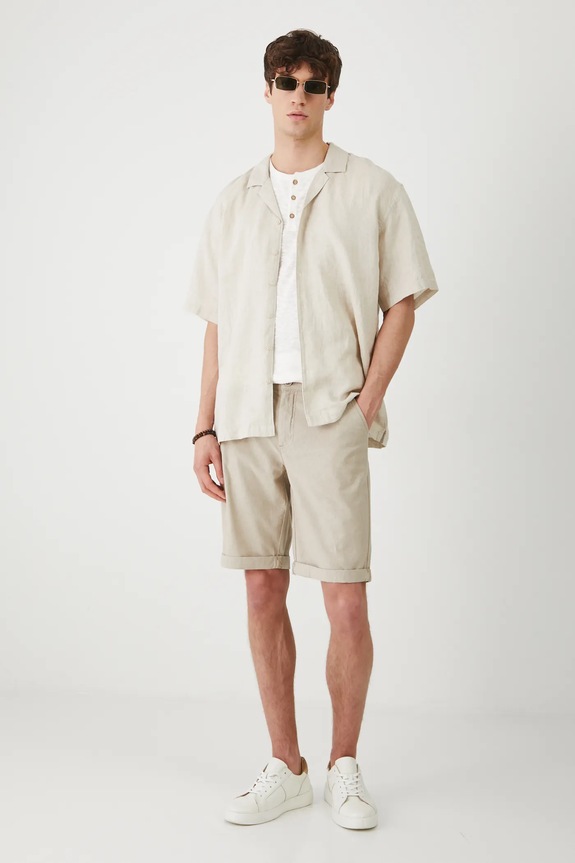 Medicine pantaloncini in lino misto RS25-SZM902 beige RS25