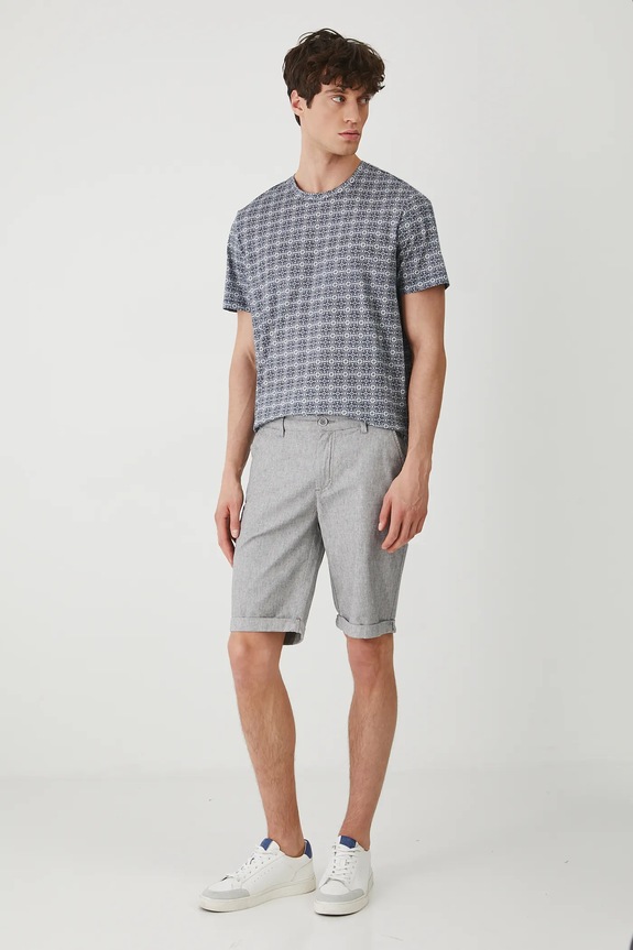 Medicine pantaloncini in lino misto tessuto grigio RS25-SZM902