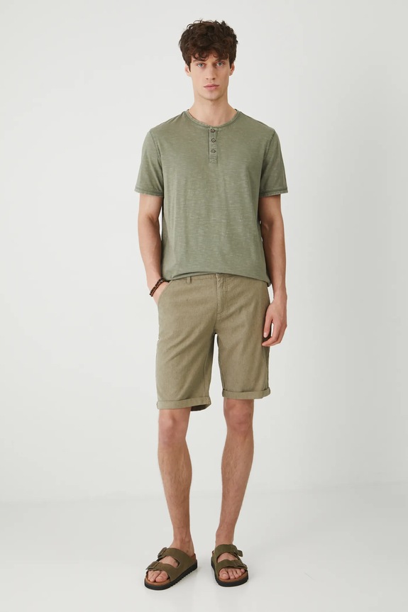 Medicine pantaloncini in lino misto tessuto verde RS25-SZM902