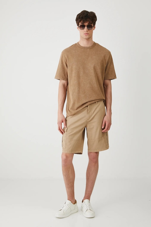 Bavlněné šortky Medicine látka béžová RS25-SZM903