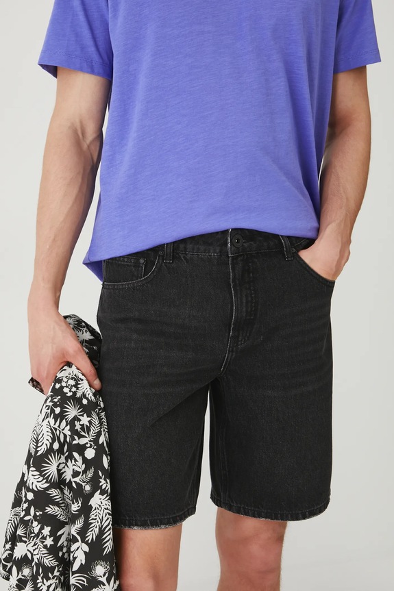 Medicine pantaloni scurti jeans bumbac negru RS25-SZM932