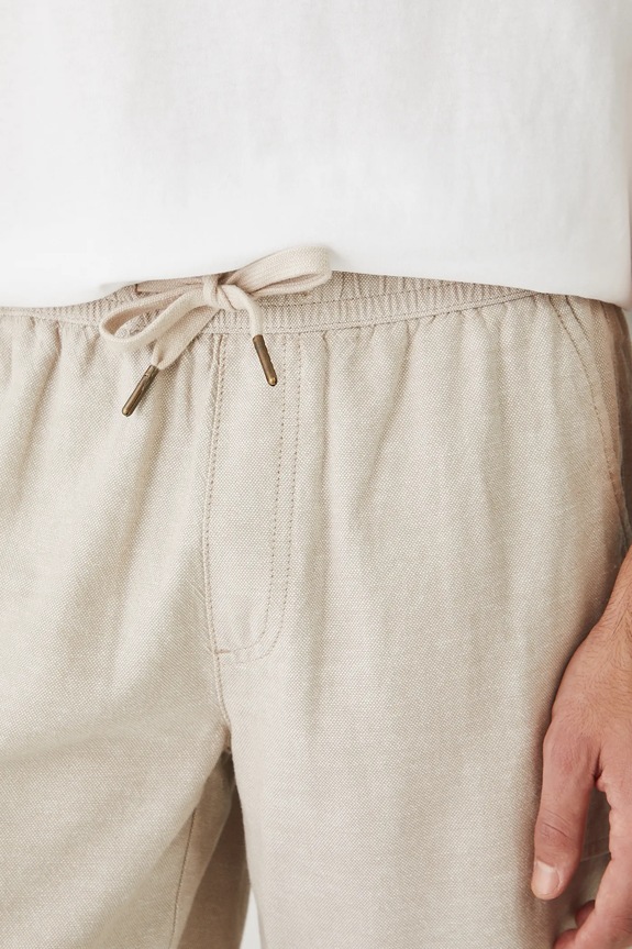 Szorty z lnem męskie z kieszeniami cargo kolor beżowy beżowy RS25-SZMB10