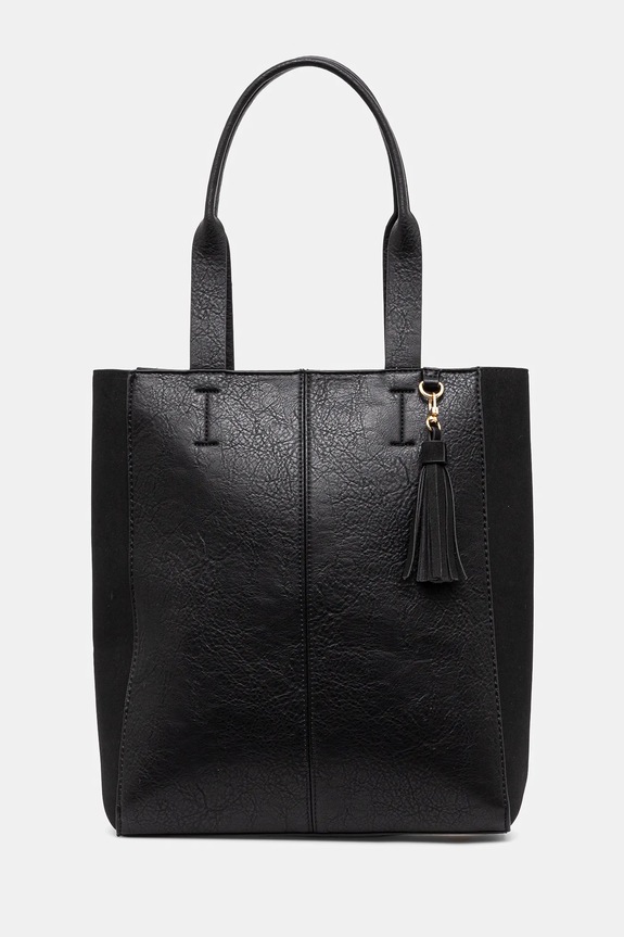 Torebka damska z imitacji skóry kolor czarny mieści A4 czarny RS25.TOD305