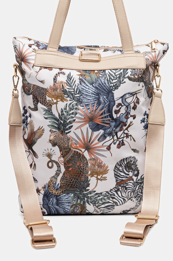 Torebka damska z funkcją plecaka wzorzysta kolor beżowy RS25.TOD605 beżowy RS25