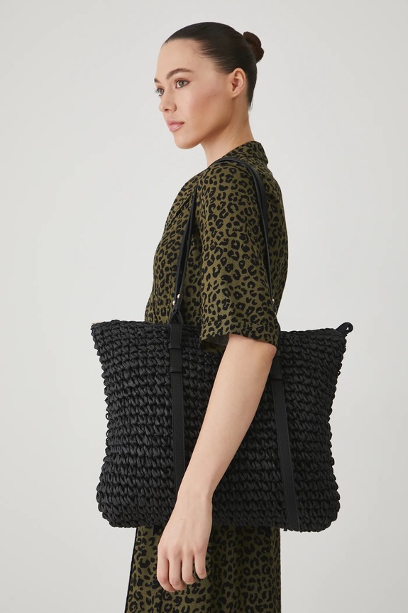 Kabelka dámská z pleteniny černá barva bez popruhu černá RS25-TOD813