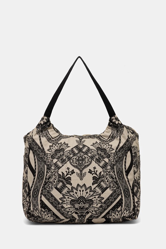 Bavlnená taška dámska vzorovaná béžová farba textilný béžová RS25.TODB06