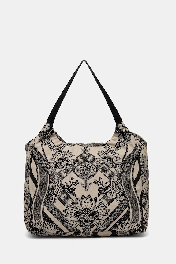 Bavlnená taška dámska vzorovaná béžová farba textilný béžová RS25.TODB06