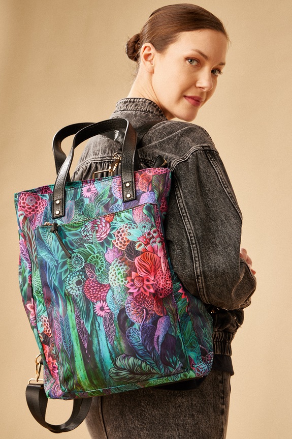 Plecak damski z funkcją torby by Justyna Stoszek – Forest Forever, Sense of Values kolor multicolor wzorzyste multicolor RS25-TPD650