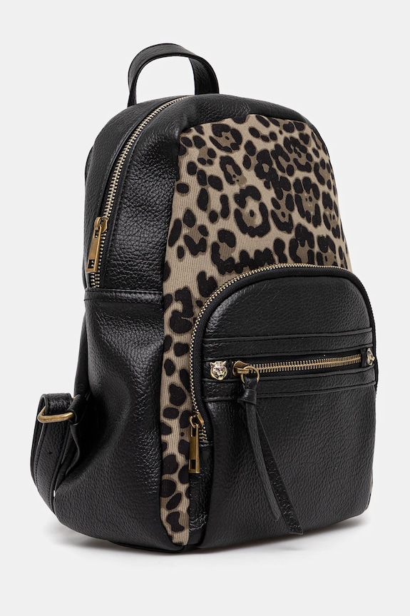 Doplňky Batoh dámský z ekologické kůže s leopardím vzorem černá barva RS25.TPD800 černá